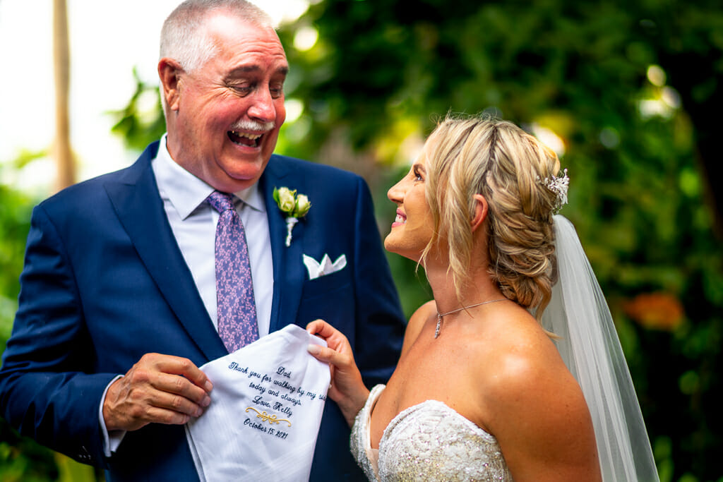 Father and Daughter First Look on Wedding day