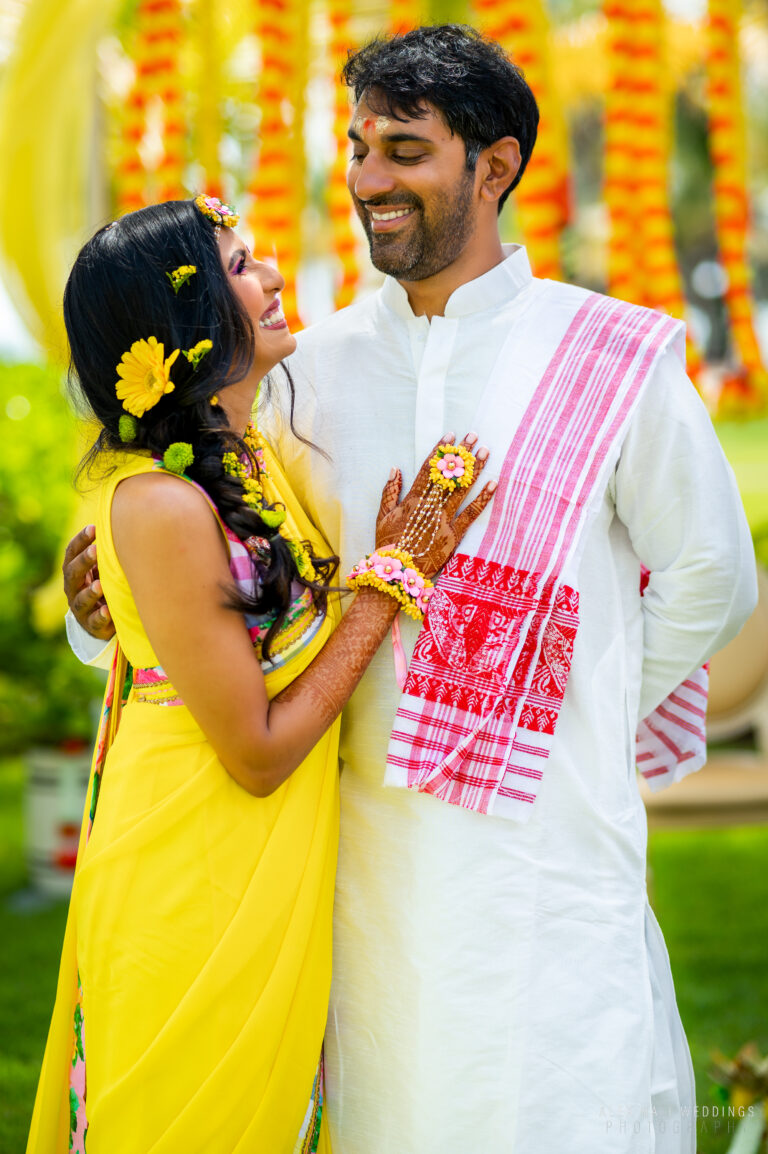 Indian Wedding Couple Celebrating Haldi at Hyatt Grand Reserve, San Juan