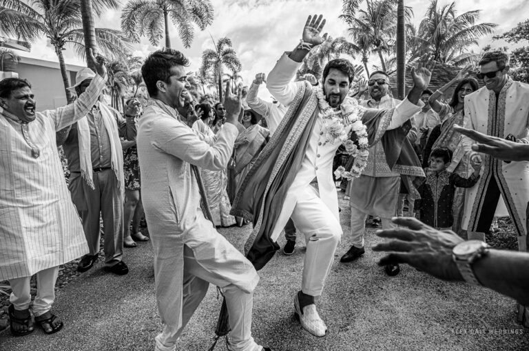 Indian Wedding Barat procession during an Indian wedding celebration at Hyatt Grand Reserve in San Juan