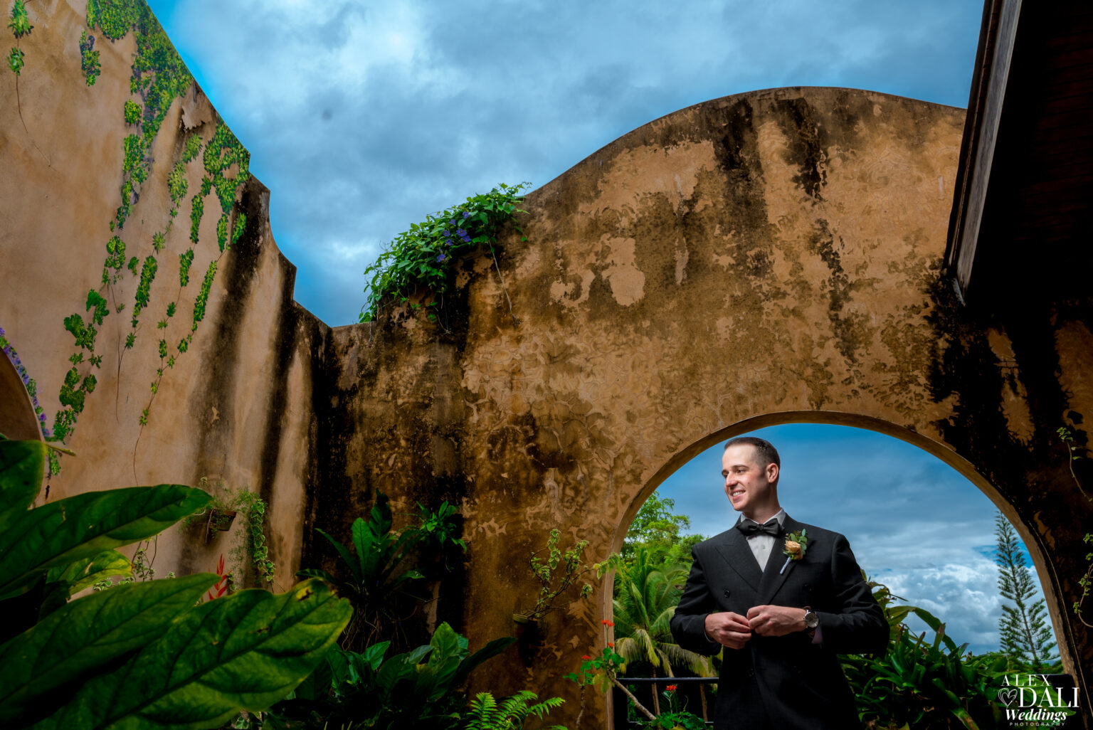 groom getting ready at Hacienda Campo Rico for his wedding day.