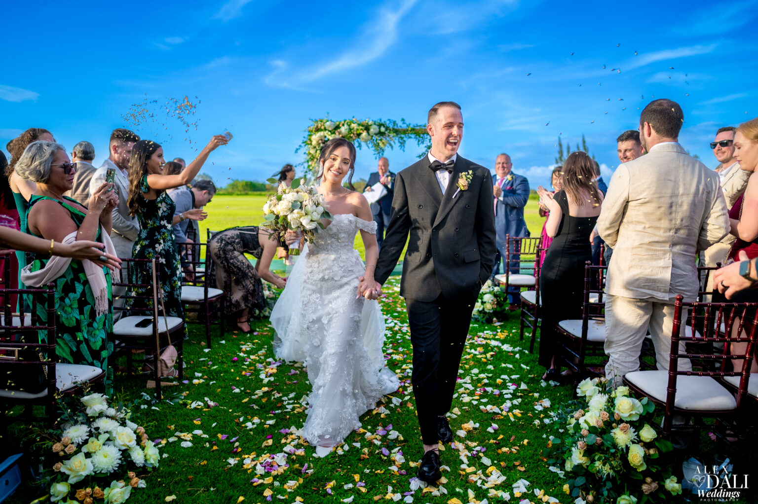 bride and groom ceremony exit at hacienda campo rico.